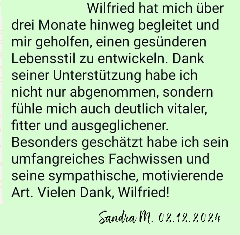 Kundenstimme zur Ernährungsberatung Wilfried Ochner